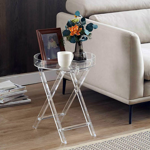 Modern Stylish Nordic Living Room Furniture Luxury Acrylic Small Folding <strong>Table</strong> <strong>Round</strong> <strong>Tray</strong> Drink <strong>Table</strong> for Living Room Bedroom - Product Image 6