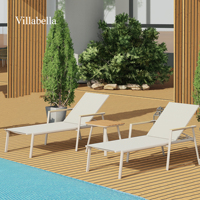 Chaise longue d'extérieur moderne avec cadre en aluminium, mobilier de jardin avec accoudoirs, empilable, 4 positions réglables, chaise inclinable pour piscine