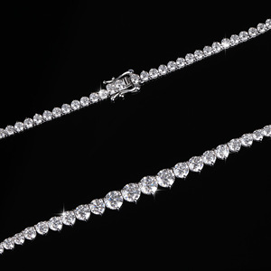 Collier en argent 925 en gros avec moissanite VVS couleur D, certifiée GRA, pour femme, avec trois griffes, dégradé de moissanites, idéal pour les mariages - Product Image 2