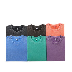 Wholesale Plain Cotton Mens Acid Wash Style T-shirt Loose Distressed Wash Tshirt Heavy Blank Custom Logo Vintage T Shirt - Product Image 3