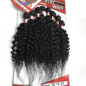 Natural Black Color Suit Package Kinky Curl Animal Mixed Synthetic Hair Weave For Black Woman 20 Inch Optimum Wave 8pcs