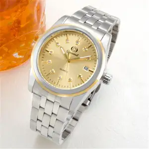 GUCAMEL 008 ucuz gümüş erkek quartz saat en iyi çelik kayış su geçirmez tarih ekran vintage eğlence kol saati