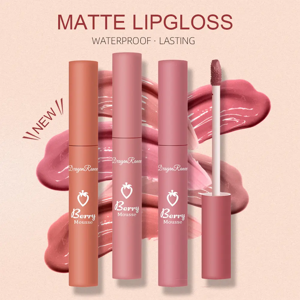 Novo batom líquido doce fosco veludo esmalte labial à prova d'água de longa duração, não deixa marcas, matiz natural cosmético