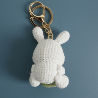 Porte-clés Lapin au Crochet Adorable, Ours de Dessin Animé Mangeant des Nouilles, Porte-clés Animal Tressé à la Main, Pendentifs 3D en Peluche pour Sac de Fille, Clés de Voiture, Cadeau