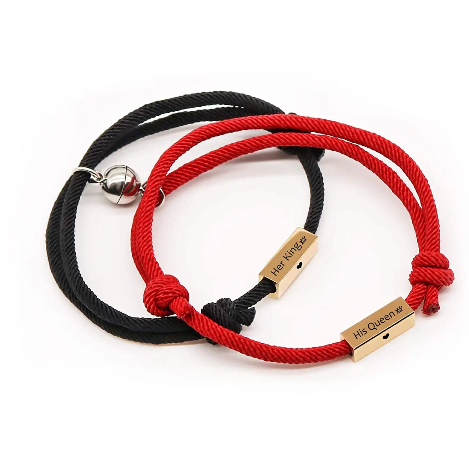 Logo personnalisé en acier inoxydable main corde aimant promotionnel bijoux fins bracelets de couple bracelets bracelets