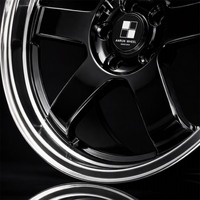 Jantes en alliage forgées légères personnalisées de style TE37, 1 pièce, finition noir brillant avec lèvre argentée polie, 15-24, 5x100/5x114.3/5x120