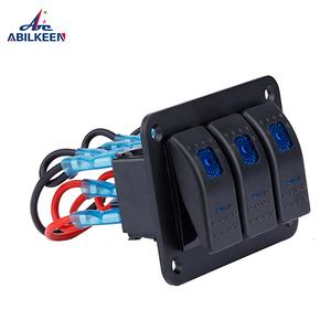 3 Gang Blue LED Light Back Lights 5 Pin ON Off Car Boat RV Rocker Marine Switch Panel con juego de pegatinas DIY - Product Image 2