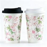 Gobelets à thé au lait et à café écologiques à double paroi, résistants aux boissons chaudes et froides, gobelets en papier pour bubble tea de qualité alimentaire avec couvercles