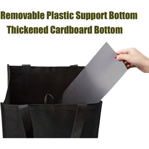 Lot de 10 sacs de courses pliables robustes en tissu non tissé, motif carré, réutilisables, vente en gros - Product Image 3