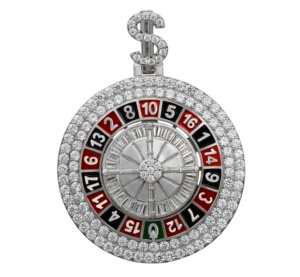 Colgantes de Dije Giratorio de Casino con Diseño de Ruleta de Dibujos Animados, Chapados en Oro de 14k, con Diamantes CZ Redondos y Esmalte, para Hombre, Último Diseño Hip Hop <span class=keywords><strong>2022</strong></span> - Product Image 3