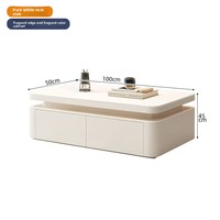 Table basse rectangulaire en dalle de roche de style crème minimaliste italien pour petits salons, mobilier moderne pour la maison