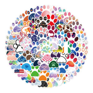 100PCS Mini estetico colorato cane gatto impronte simpatico cartone animato zampa stampa adesivo - Product Image 2
