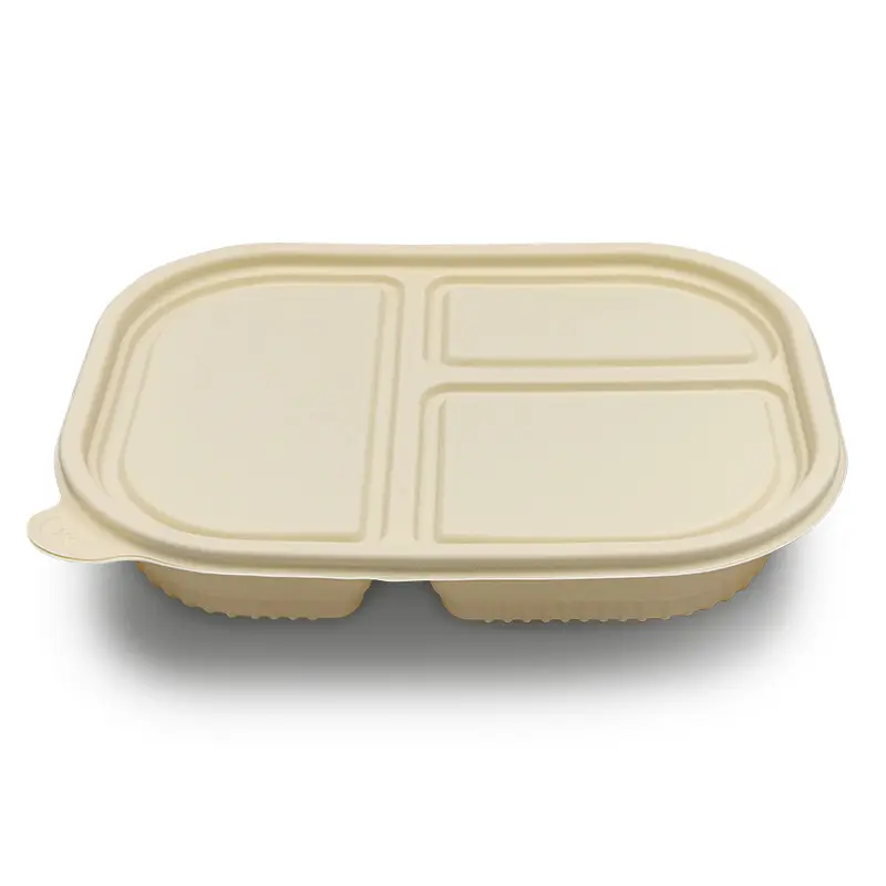 Imbiss Maisstärke 3 Fach Bento Lunch Box Einweg kompost ierbare Lebensmittel verpackung Behälter Snack boxen mit Deckel