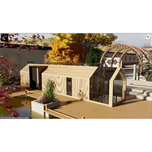 Mini chalet de villégiature de luxe à toit triangulaire maison préfabriquée en bois avec salle de bain villa ossature acier