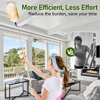 Plumero de Lana Antiestático con Mango Telescópico de Acero Inoxidable Extensible para Limpieza de Polvo en Computadoras, Hogares y Automóviles