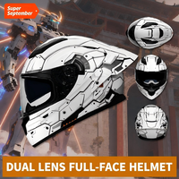 Casque de moto intégral certifié 3C et DOT, coque ABS+PC, double visière, toutes saisons, pour la course sur route, pour hommes et femmes