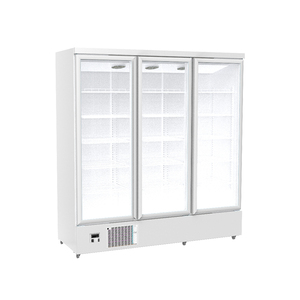 Congélateur commercial vertical à triple porte vitrée, vitrine de présentation d'aliments surgelés, dégivrage automatique, en acier inoxydable - Product Image 4