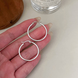 S925 Sterling Silver Hoop Earrings For Women <b>Large</b> Circle Everyday Wear - Product Image 4