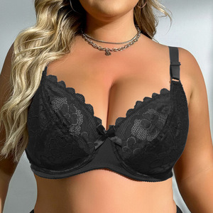 Underwire 뚱뚱한 여성 초박형 브래지어-사이드 윙 확장 및 푸시 업 및 자수 및 조절 가능한 스트랩 및 플러스 사이즈 - Product Image 3