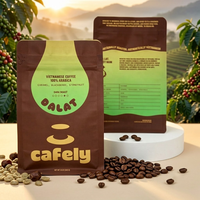 Sacs d'emballage pour café personnalisés mats à huit soudures latérales, à fond plat, refermables avec fermeture éclair, pour grains et poudre de café