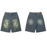 Shorts de course streetwear brodés et déchirés, respirants, en coton vintage, style designer, pour hommes