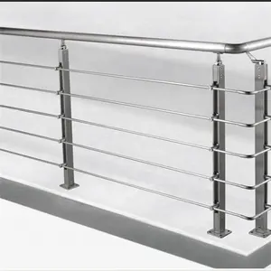 楼梯不锈钢杆栏杆简易安装方形柱现代设计