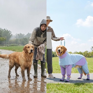 เสื้อกันฝนสำหรับสุนัขแบบแยกชิ้นสี่ขา ปิดคลุมเต็มตัว กันน้ำ พร้อมรองเท้า สำหรับสุนัขขนาดกลางและขนาดใหญ่ - Product Image 6