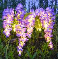 Lot de 4 lampes solaires LED décoratives pour jardin, motif glycine, étanches IP65, allumage/extinction automatique, pour aménagement paysager, vente en gros