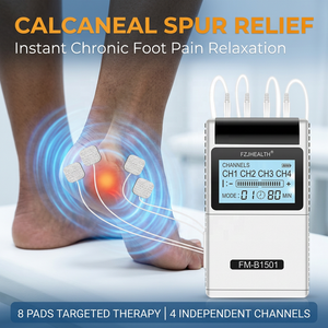 Appareil de physiothérapie numérique EMS TENS pour le soulagement de la douleur chronique de la pointe de l'orteil, utilisation corporelle, 4 canaux, 15 modes, télécommande sans fil - Product Image 1