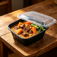 Boîte à bento carrée en plastique sans BPA pour les repas à emporter des restaurants