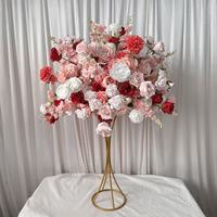 IFG Boule de fleurs artificielles en soie rose de 60 cm, de haute qualité, durable, incassable, romantique, à faire soi-même, pour la décoration de table de mariage