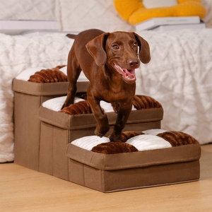 3 <strong>Steps</strong> Folding <strong>Dog</strong> <strong>Step</strong> Stairs Foldable Chessboard Handcrafted <strong>Dog</strong> Stairs with Storage and Condo for High <strong>Bed</strong> &amp; Sofa - Product Image 2