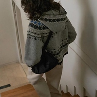 Cardigan à capuche en tricot Fair Isle pour femmes, fermeture éclair, décontracté, automne-hiver, jacquard floral, sweat-shirt confortable pour tous les jours, extérieur
