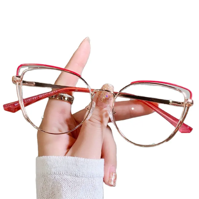 2022 métal ressort charnière cateye filles lunettes lunettes cadres gafas de luz azul anteojos hommes lunettes