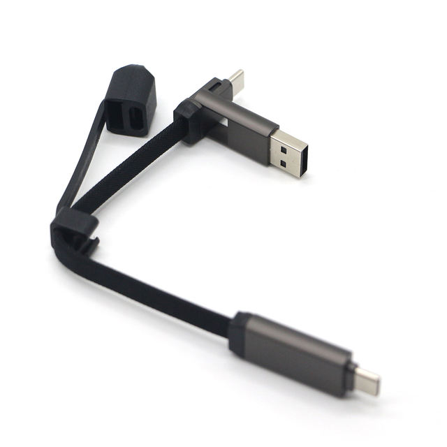Business Promotion Gift 2-in-1 Type-C PD60W Pure Copper Fast Charging Keychain Braided Nylon USB Cable for Barcode Scanner