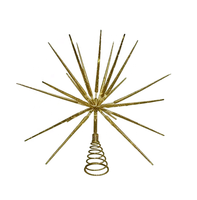 14 Zoll Klassischer Starburst Baumspitzen-Dekor Explodierender Goldstern Dekoration mit Kunststoff-Eisenbasis Weihnachtsbaumspitze Feiertagsheimdekoration