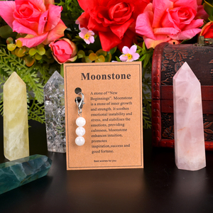 Cartes de guérison en cristal naturel, cartes porte-clés en perles pour cadeau - Product Image 3
