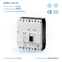 Disjoncteur Eaton NZM 32A 4 pôles 50kA à déclenchement thermomagnétique 400V AC 50/60Hz pour tableau électrique