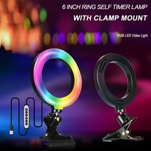 Clip de Selfie de haute qualité 8W 6 pouces sur anneau vidéo RVB lumière de remplissage de Selfie réglable pour <span class=keywords><strong>tablette</strong></span> d'ordinateur portable - Product Image 2