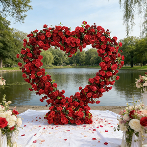 Arche de mariage florale artificielle avec roses blanches circulaires pour entrée et toile de fond - Product Image 4
