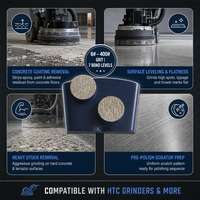 Disco de Pulir para Pisos PanGu con Ranura de Diamante de Doble Botón, Modelo HT-2RO12, 12 mm de Grosor, 6 Unidades # -400 #   Piso de Concreto de Alta Eficiencia Grit