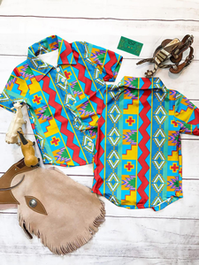 Nouveau Style été à manches courtes Western aztèque vert imprimé haut pour bébé <span class=keywords><strong>garçon</strong></span> haut Boutique vêtements en gros - Product Image 2