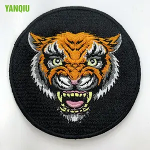 Bordir pola harimau Label Custom grosir kain lencana menjahit pada pakaian tenun Patch