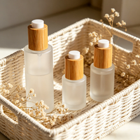 Botol Minyak Esensial Kaca dengan Tutup Pipet Bambu Spa Rumah Aromaterapi Kualitas Premium Botol Penyimpanan Fungsional dengan Pipet