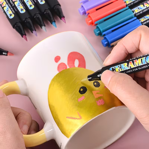 12/24 रंग diy सिरेमिक मार्कर सेट बहु-सतह क्राफ्टिंग के लिए तरल स्याही-महीन टिप पेन के साथ सेट - Product Image 2