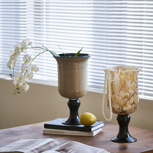 Lampe à vent de style français haut de gamme nordique, porte-bougie, vase en verre à double usage, style rétro, vase à fleurs doux pour la maison, ornements de vase - Product Image 2