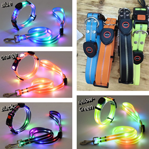 Großhandel USB-Aufladbare Hundehalsbänder Leine Leuchtend Blau PVC Wasserdicht Luxus-Hundeleine LED-Hundeleine mit Licht - Product Image 2