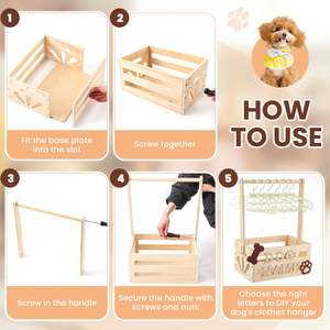Деревянный шкаф для собак, ящик для хранения домашних животных с подвесными стержнями и персонализированными буквами алфавита, деревянный шкаф для домашних животных - Product Image 5