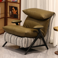 Fauteuil de détente moderne, canapé individuel, fauteuil rembourré, siège d'appoint, structure en bois, pieds en métal pour salon, hôtel, appartement