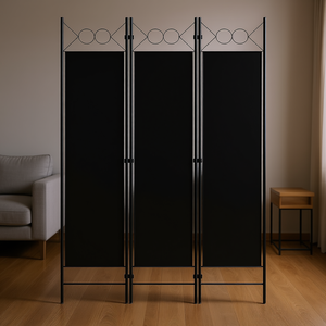 Separador de Habitaciones de 3 Paneles Negro de 47.2x70.9 Pulgadas, Biombo Plegable de Diseño Minimalista, Partición Móvil - Product Image 2
